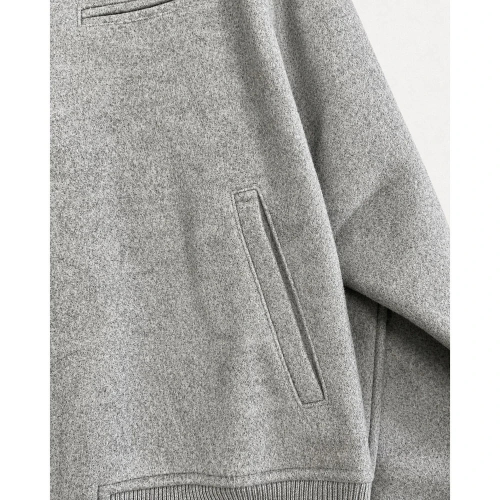 Madewell Wool-Blend Varsity Jacket Womens Medium Grey Excellent CK489 Bomber